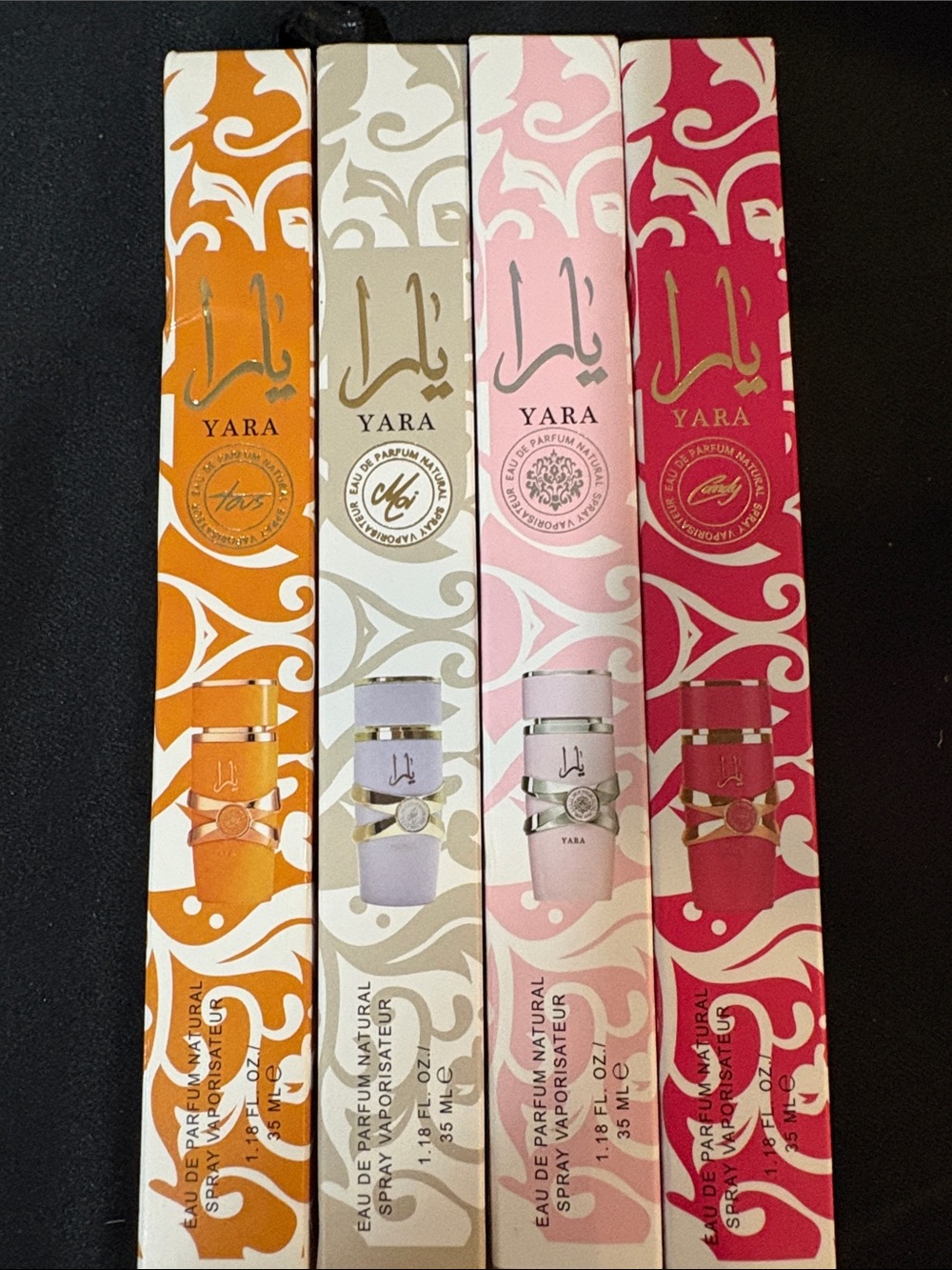 YARA Perfume Set — Orange, Cream, Pink, Red